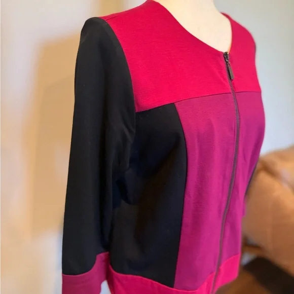 Ruby Rd. Zip Front Colorblock Blazer Size 14 Petite - Picture 3 of 6